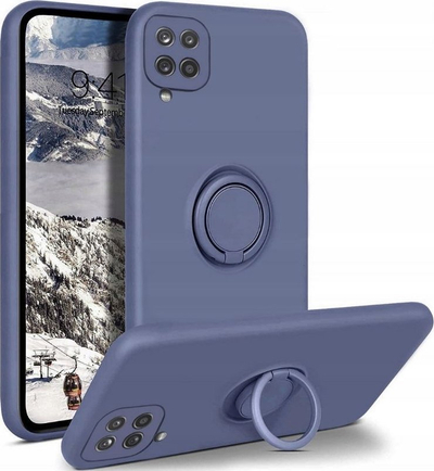 Mbrojtëse silikoni me unazë për Samsung Galaxy A12, TPU, magnetike, blu
