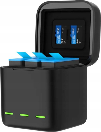 Karikues USB Telesin për 3 bateri të Gopro Hero 9, i zi