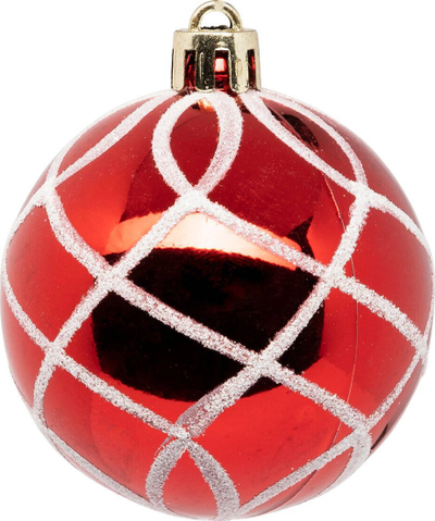 Set toptha Krishtlindjesh Atmosphera Colorama de Noel, 25 copë, 6cm, të kuq e të bardhë