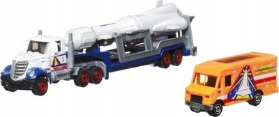 Set lodrash Matchbox Super Convoy, kamion 18 cm, makinë 1:64, shumëngjyrësh