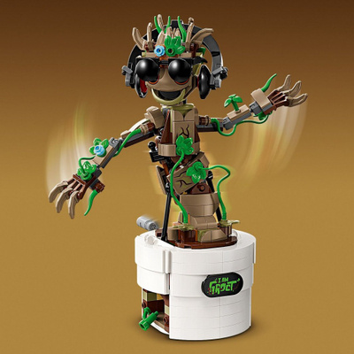 Играчка за составување Танцувачки Грут Guardians of the Galaxy, интерактивна, декоративна фигура, кафеава
