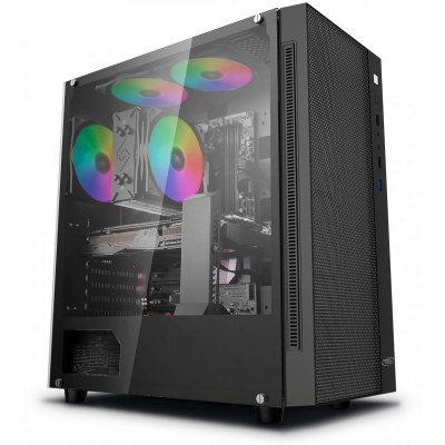 Kabinet kompjuteri DeepCool MATREXX 55 Mesh, Mid Tower, xham i temperuar, i zi
