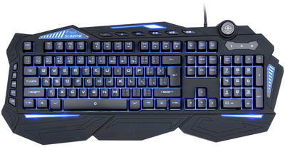 Tastierë gaming C-TECH Scorpia V2, me kabllo USB, ndriçim LED blu, e zezë