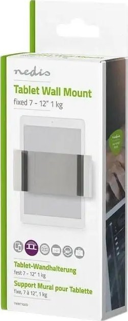 Mbajtës muri universal për tablet, 7–12", rrotullim 360°, i bardhë-gri