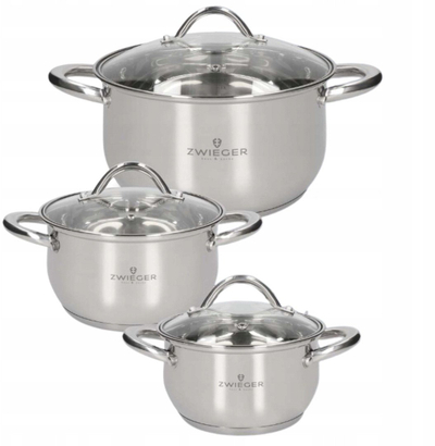 Set tenxheresh Zwieger Virtu Steel, 6 copë, për induksion edhe gaz, ngjyrë argjendtë