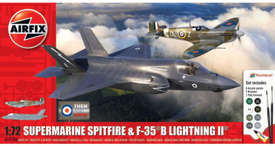 Set model avionësh Airfix Then and Now Spitfire Mk Vc dhe F-35B, shkalla 1:72, plastik, shumëngjyrësh