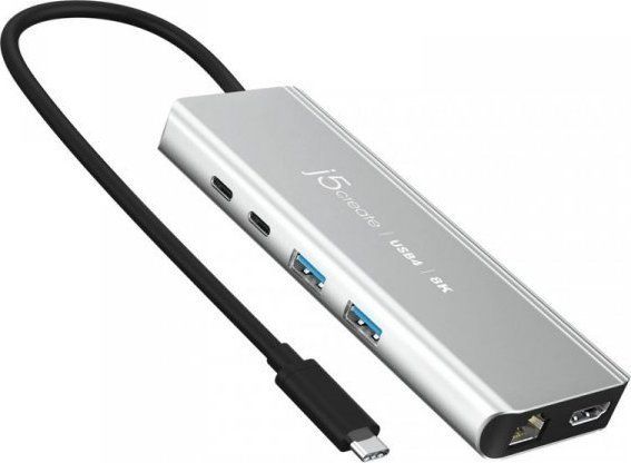 Hub USB4 J5create JCD403, multiport 8K, PD 100W, gri