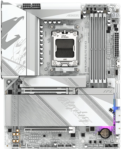 Pllakë amë GIGABYTE X870 AORUS ELITE X3D ICE, DDR5, PCIe 5.0, gri