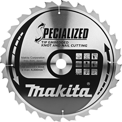 Disk sharrë rrethor Makita Specialized Knot and Nail, 355mm, 24 dhëmbë, gri