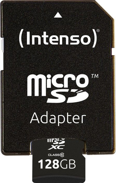 Kartë memorje MicroSDXC Intenso 128GB, Class 10, me adapter
