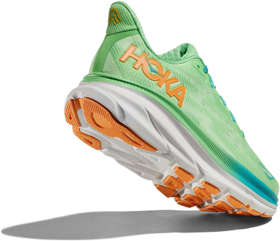 Патики за трчање на патека HOKA Clifton 9 за мажи, висока амортизација, зелени Zest Lime Glow