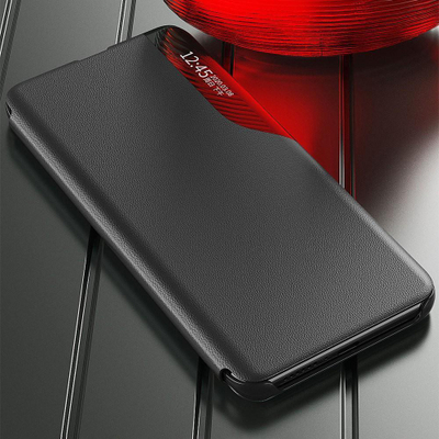 Mbulesë telefoni Clear View Eco Leather, për Xiaomi Poco X4 NFC 5G, funksion qëndrimi, e zezë