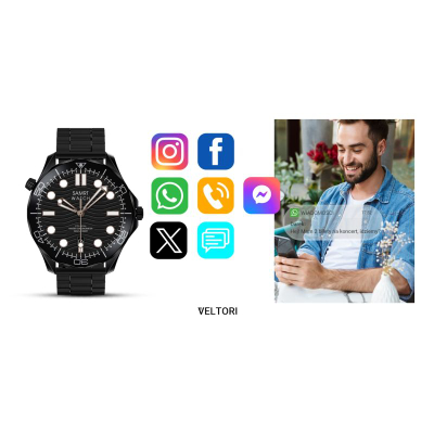 Smartwatch Veltori VT150 1, ekran 1.52", IP68, i zi
