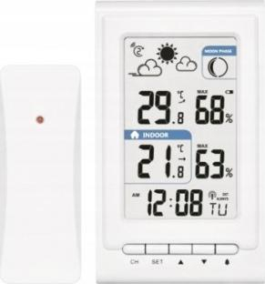 Stacion moti EMOS E0352, sensor pa tela, temperaturë dhe lagështia, i bardhë