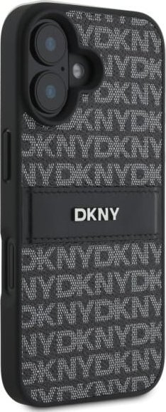 Mbulesë telefoni DKNY PU Leather Repeat Pattern Tonal Stripe, për iPhone 16, e zezë