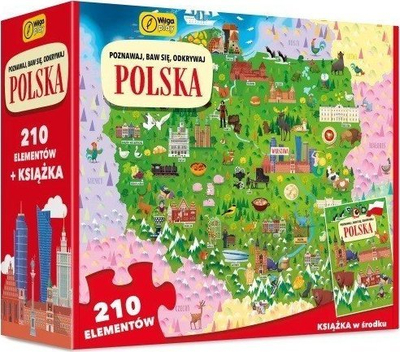 Puzzle edukativ Wilga Play Poloni, 210 copa, hartë rrethore 70 cm
