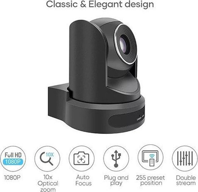 Kamerë për konferenca Rocware RC20, PTZ USB, Full HD 1080p, e zezë