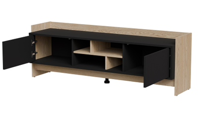 Komodë Cama Meble Pporto 2D, 150x38x50 cm, 1 raft, e zezë bezhë