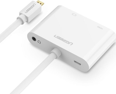 Adapter video UGREEN Micro HDMI në VGA, 1080p, dalje audio 3.5mm, i zi