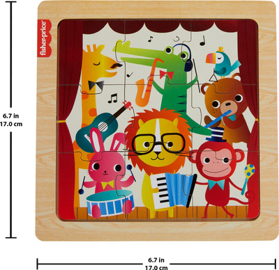 Дрвена сложувалка Fisher-Price, колекција со 9 делови, за деца, разнообоена