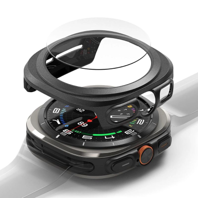 Kuti mbrojtëse Ringke për Galaxy Watch Ultra Slim Glass, polikarbonat, xham i temperum, titanium i zi