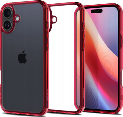 Kapak telefoni Spigen Ultra Hybrid, për iPhone 16, i tejdukshëm Red Crystal