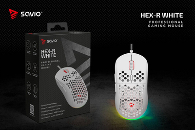 Mouse lojrash Savio Hex-R, 7 butona, ARGB, i bardhë