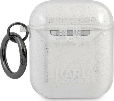 Mbulesë mbrojtëse Karl Lagerfeld KLA2UKHGS për AirPods 1/2, me shkëlqim, argjend