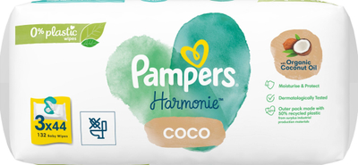 Lecka të lagura Pampers Harmonie Coco, 3x44 copë, vaj kokosi
