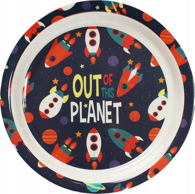 Set mëngjesi për kalamaj Space, 3 pjesë, melaminë, blu me raketa