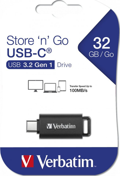USB Verbatim Store n Go, 32GB, USB-C 3.1 Gen 1, e zezë
