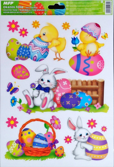 Folje dekorative dritareje MFP Easter, motive Pashke, 20 x 30 cm, shumëngjyrëshe