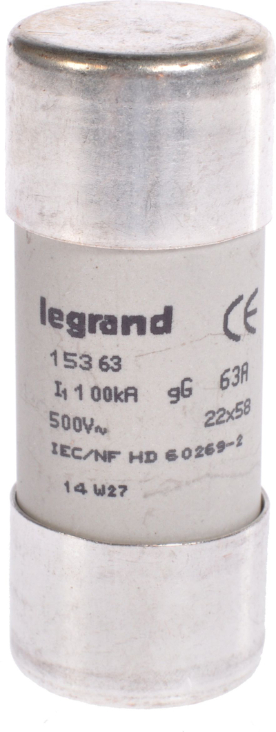 Siguresë qeramike Legrand 15363, 63A, 500V, 22x58mm