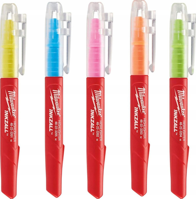 Marker theksues Milwaukee INKZALL, set me 5 copë, majë e pjerrët, shumëngjyrësh
