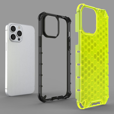 Kapak mbrojtës Hurtel Honeycomb për iPhone 13 Pro Max, xhel transparent