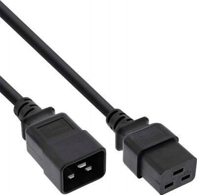 Kabllo rryme InLine Power Cable C19 C20, 10m, 3 pin IEC, e zezë