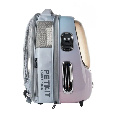 Çantë shpine transporti për mace PetKit Breezy2, ventilator i integruar, dritare transparente, rozë