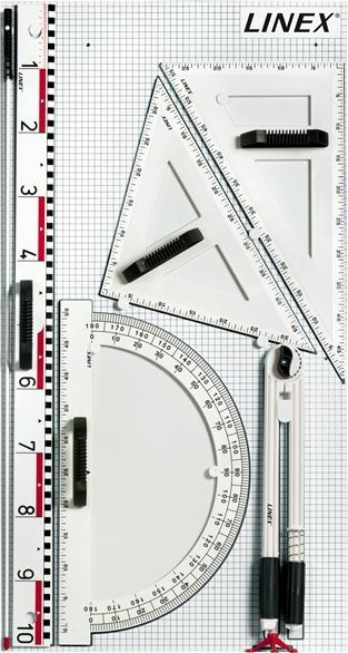 Set veglash magnetike për tabelë Linex 400053497, vizore dhe trekëndësha, plastike, e bardhë