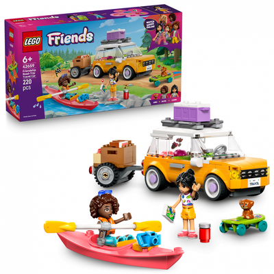 Set lodër LEGO Friends 42659 Friendship Road Trip Travel Car, me veturë dhe rimorkio, për fëmijë 6+