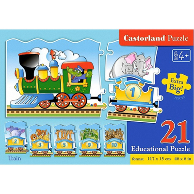 Puzzle edukativ Castorland Tren, 21 copa, ekstra i madh, shumëngjyrësh