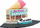 Set lodrash Bburago Street Fire Ice Cream Shop, shkalla 1:43, me makinë VW Transporter, shumëngjyrësh