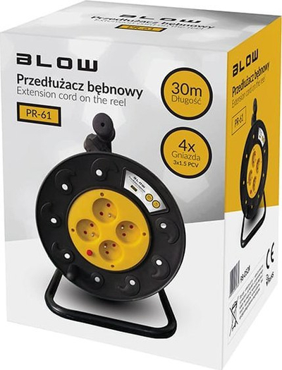 Zgjatues elektrik Blow PR-61, 4 priza me tokëzim, 30 m, zi verdhë