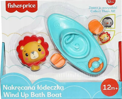 Lodër për banjo Fisher Price Wind Up Bath Boat, me luan, 12+ muaj, shumëngjyrëshe