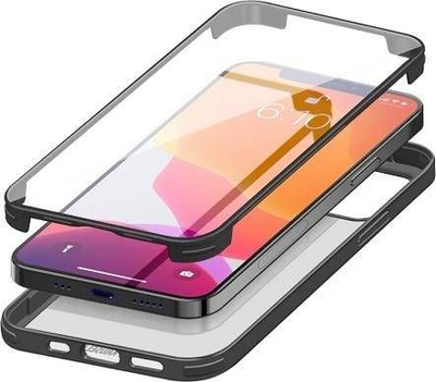 Kapak telefoni Krusell 360 Protective, për iPhone 12 12 Pro 6.1", xham i temperuar, i zi