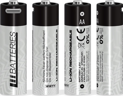 Bateri të rikarikueshme LiiBatteries AA, Lithium ion, USB C, set 4 copë