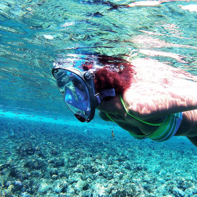 Maskë snorkelingu Best Sporting Snorkel Mask, për fytyrë komplet, për të rritur, blu me të zezë