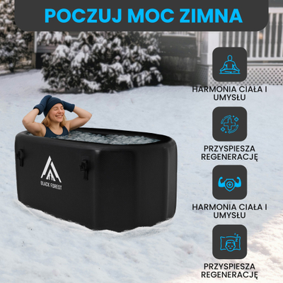 Vaskë zhytjeje Extralink ICE BATH TUB IB-02, 160 x 85 x 65 cm, për terapi me ujë të ftohtë, e zezë