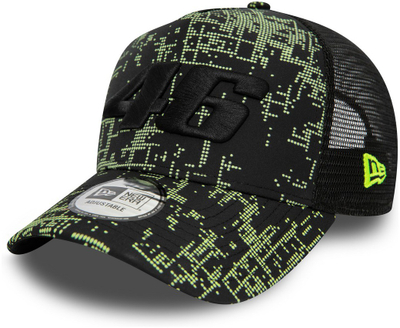 Kapelë trucker VR46 FW Poly AOP EF, për të rritur, e zezë neon e verdhë