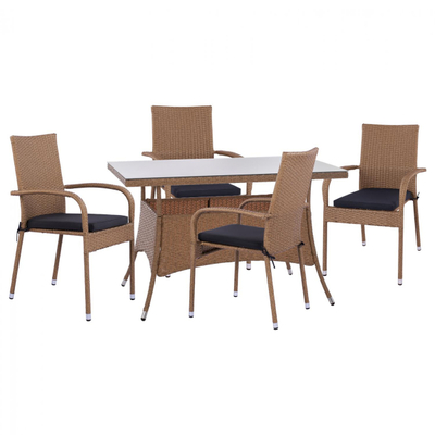 Set ngrënieje 5-pjesësh tav. 120×70 + krahëse rattan (HM11711.32)