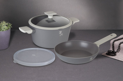 Set tenxheresh dhe tigani Berlinger Haus BH-7079 Aspen, veshje titani, i përshtatshëm për induksion, gri
